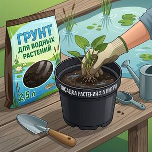 Посадка растений в питательный грунт, в горшок 2,5 л
