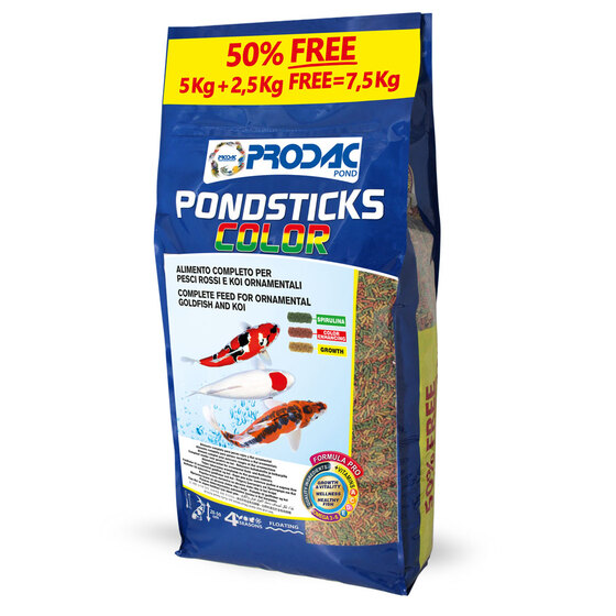 PRODAC Pond Sticks color - Плавающий корм в гранулах для окраса - 15 кг (2 шт по  7,5 кг)