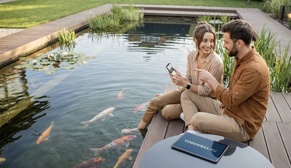 Озеленение прудов растениями и запуск рыб